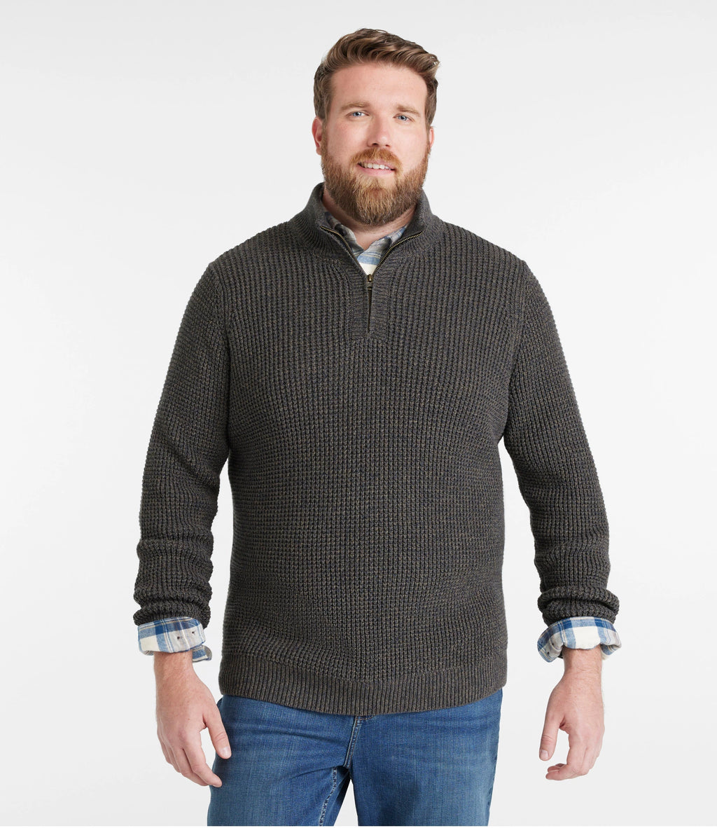 Men's Organic Cotton Waffle Quarter-Zip Sweater