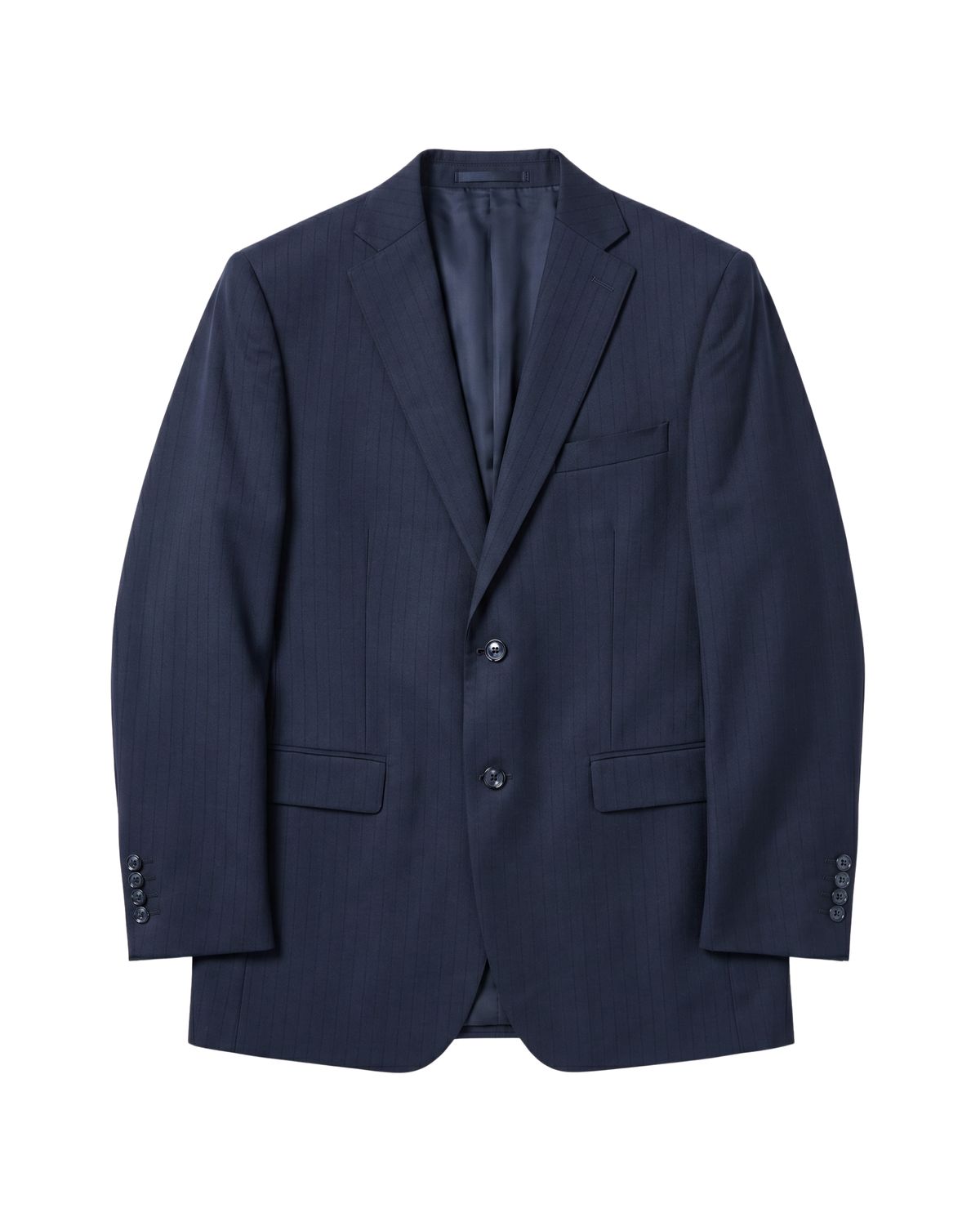 Men's Navy Blue Wool Regular Fit Notch Lapel 2-Button Suit