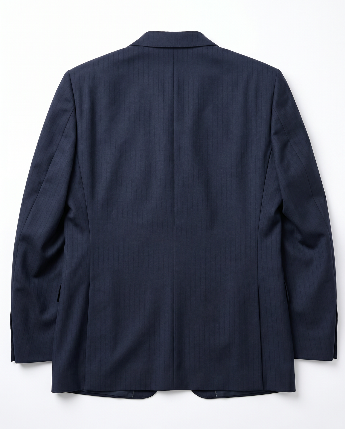 Men's Navy Blue Wool Regular Fit Notch Lapel 2-Button Suit