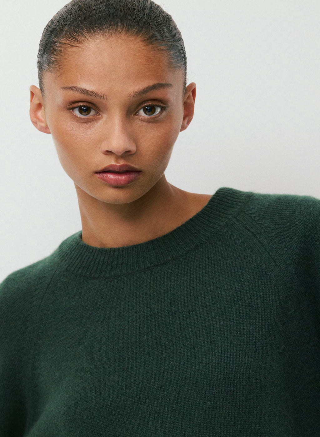 Wool Cashmere Raglan Sweater - Olive