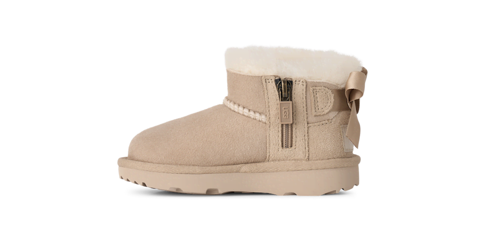 Toddler Sheepskin Bow Ankle Boot - Chestnut