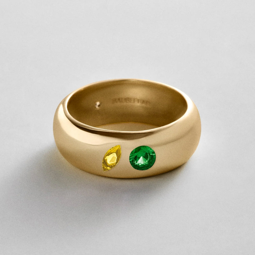 Custom Two-Stone Gold-Plated Band Ring