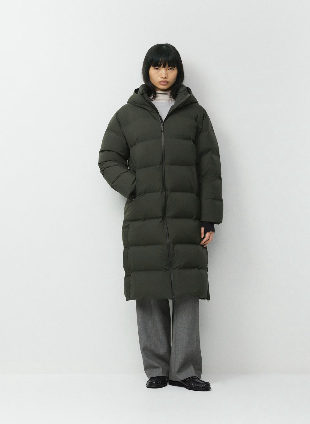 Waterproof Long Down Puffer Coat - Gray