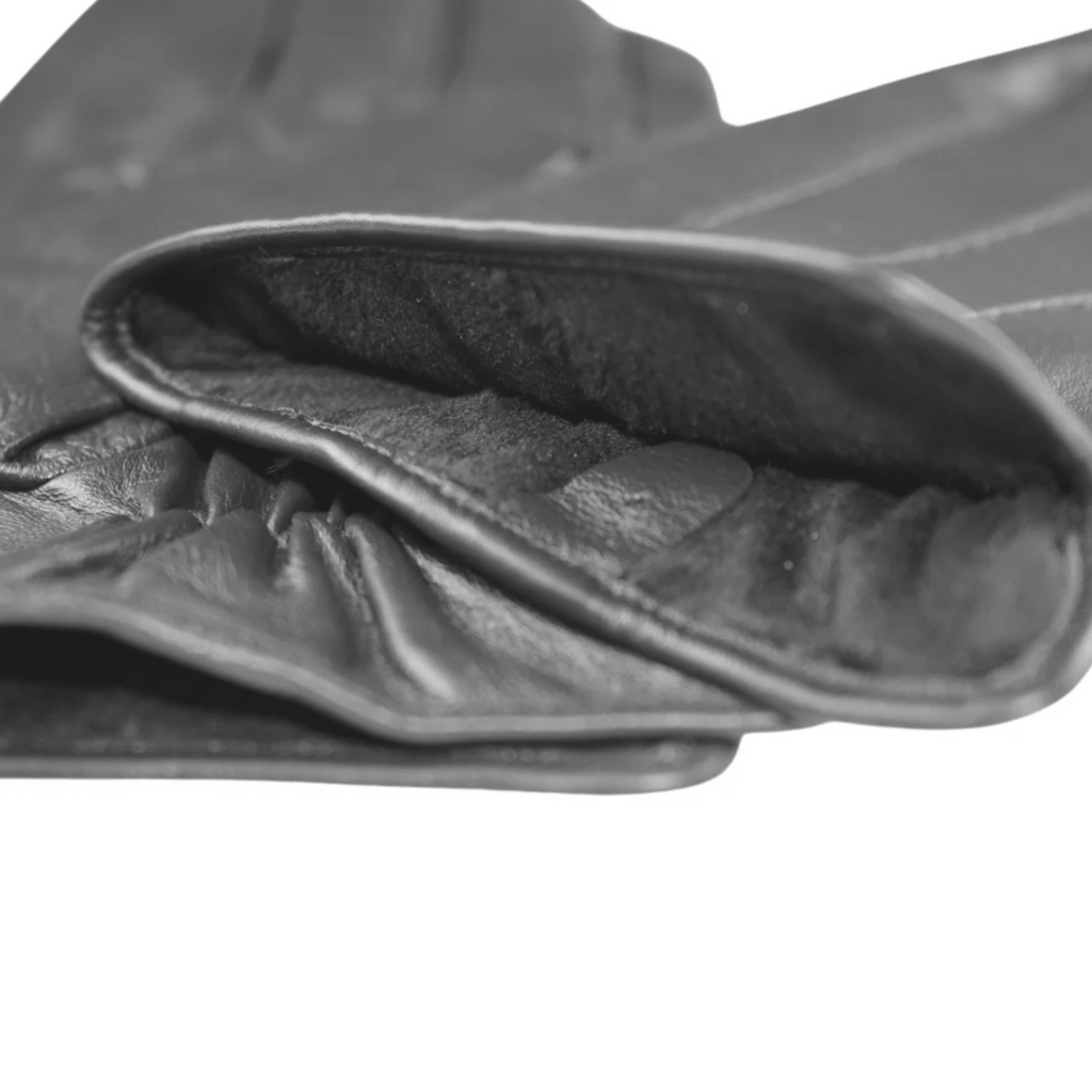 Men's Solid Gray Touch Screen Leather Gloves