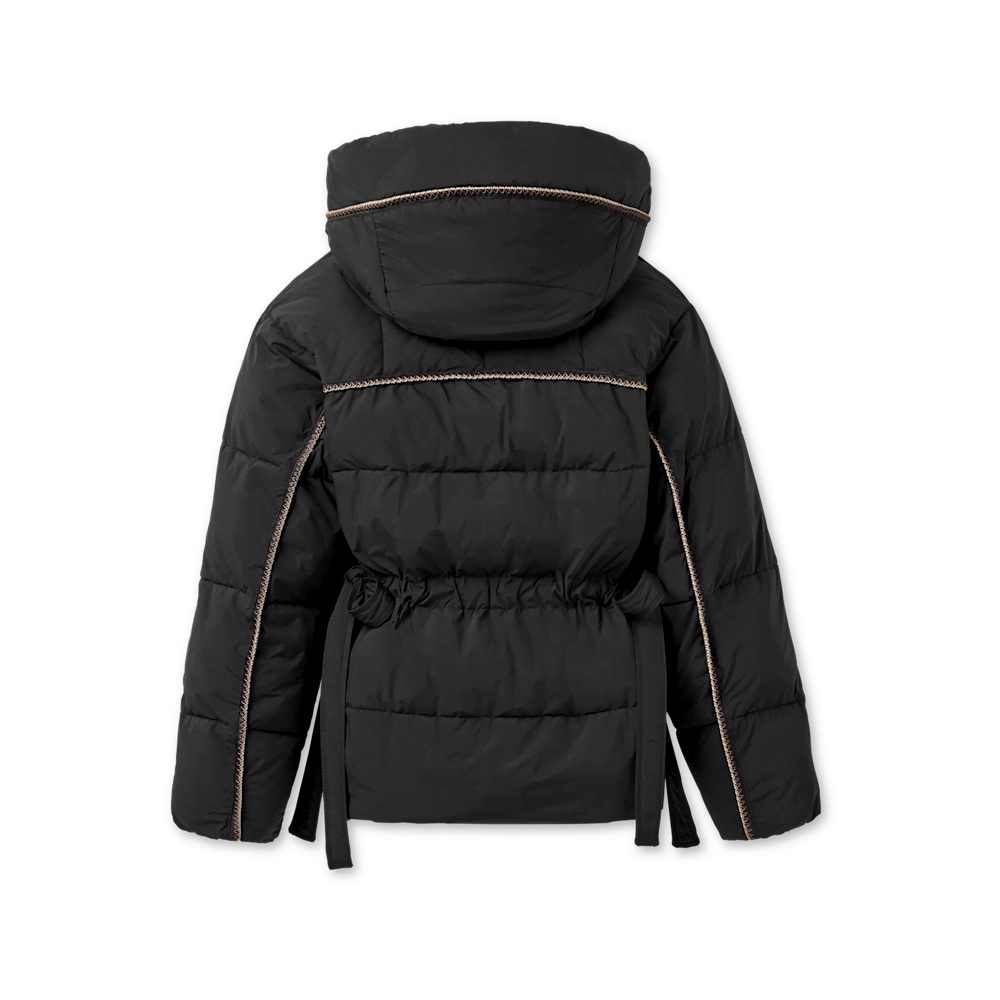 Women's Hooded Cinched Puffer Jacket - Oyster