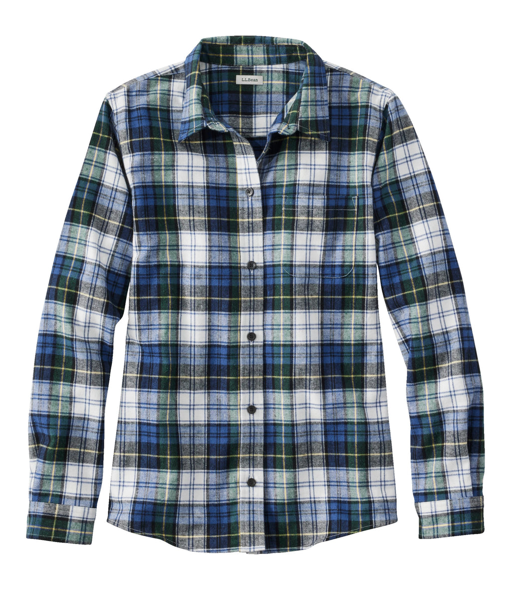 Women's Cotton Flannel Shirt - Indigo Plaid