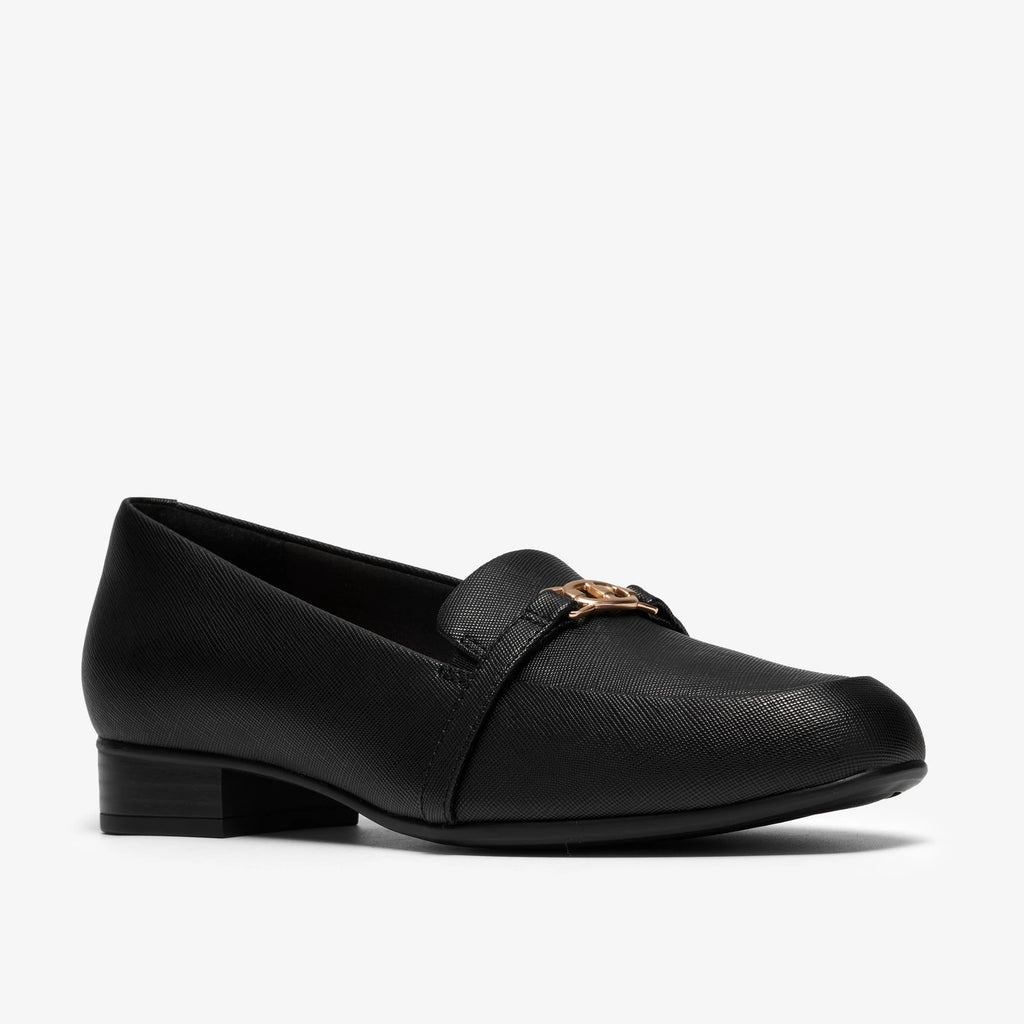 Leather Low Heel Loafer - Black
