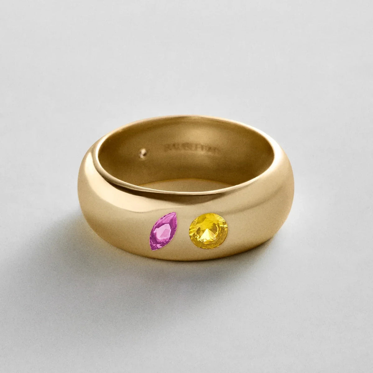 Custom Two-Stone Gold-Plated Band Ring