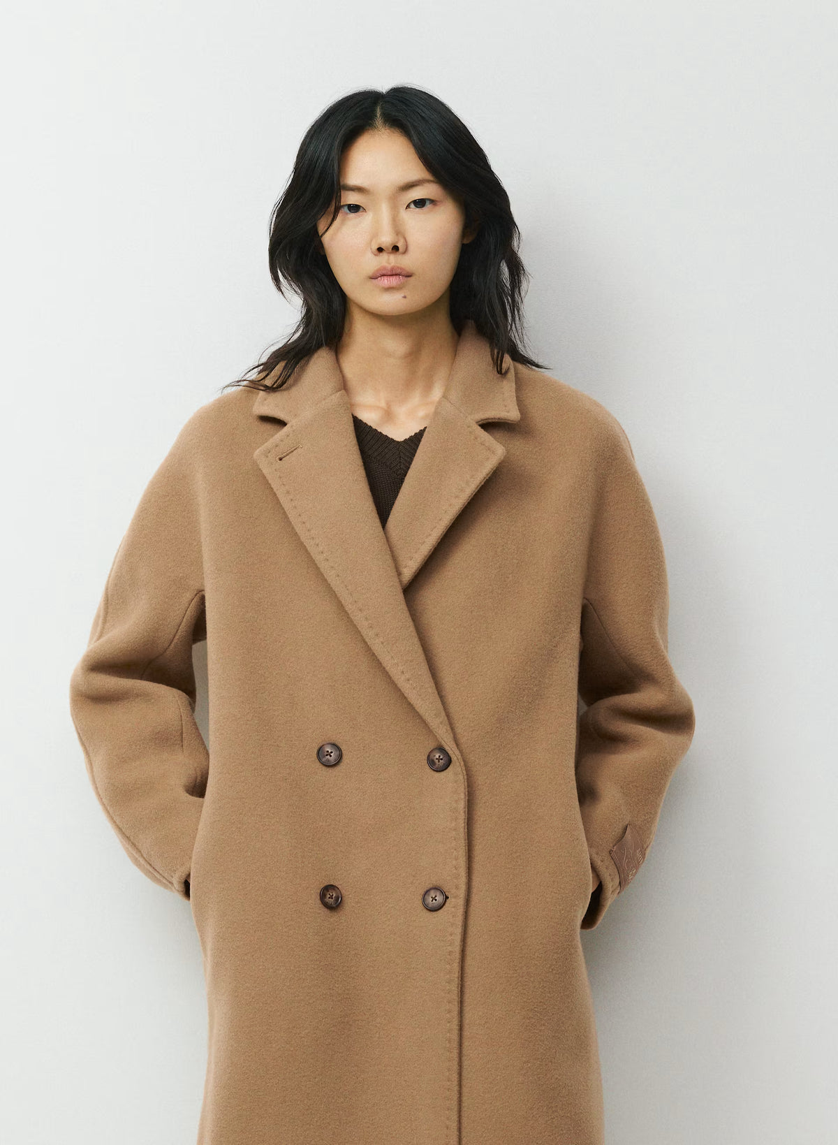 Double-Breasted Wool Cashmere Coat - Herringbone