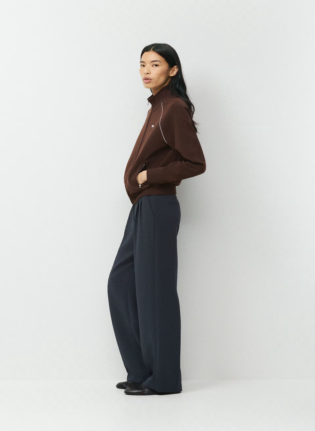 High-Rise Wide-Leg Crepe Trousers - Sand