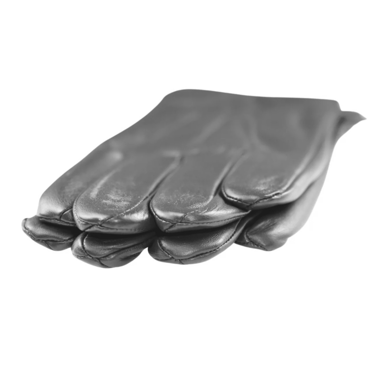 Men's Solid Gray Touch Screen Leather Gloves