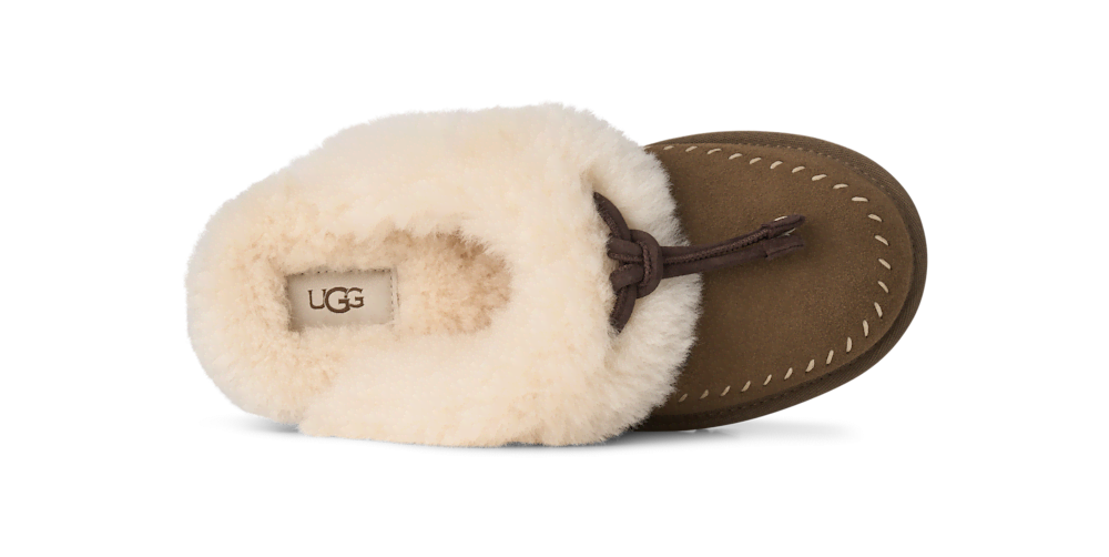 Women's Suede Sheepskin Lined Slippers - Mustard