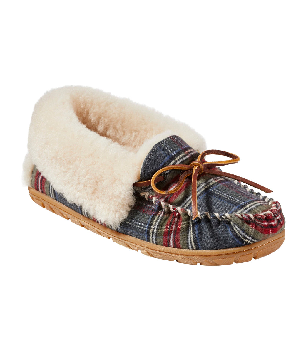 Women's Plaid Shearling Moccasin Slippers
