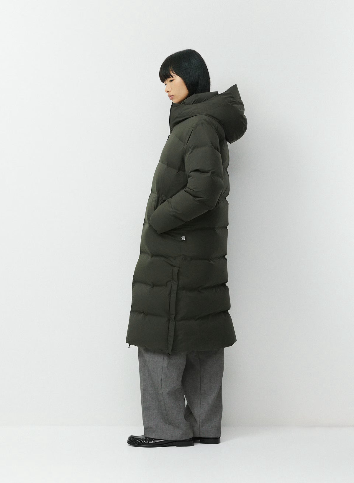 Waterproof Long Down Puffer Coat - Gray