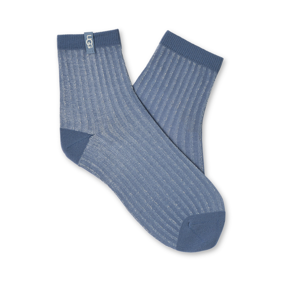 Semi-Sheer Shimmer Quarter Socks - Blue