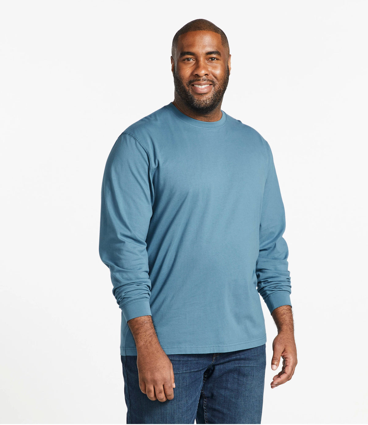 Men's Long-Sleeve Cotton Crewneck T-Shirt - Black