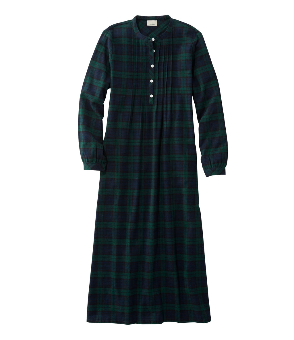 Women's Cotton Flannel Nightgown - Black Watch