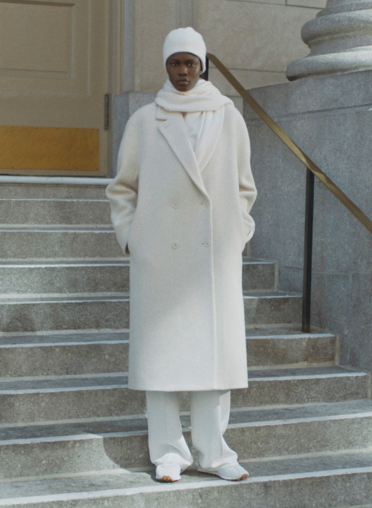 Double-Breasted Wool Cashmere Coat - Herringbone