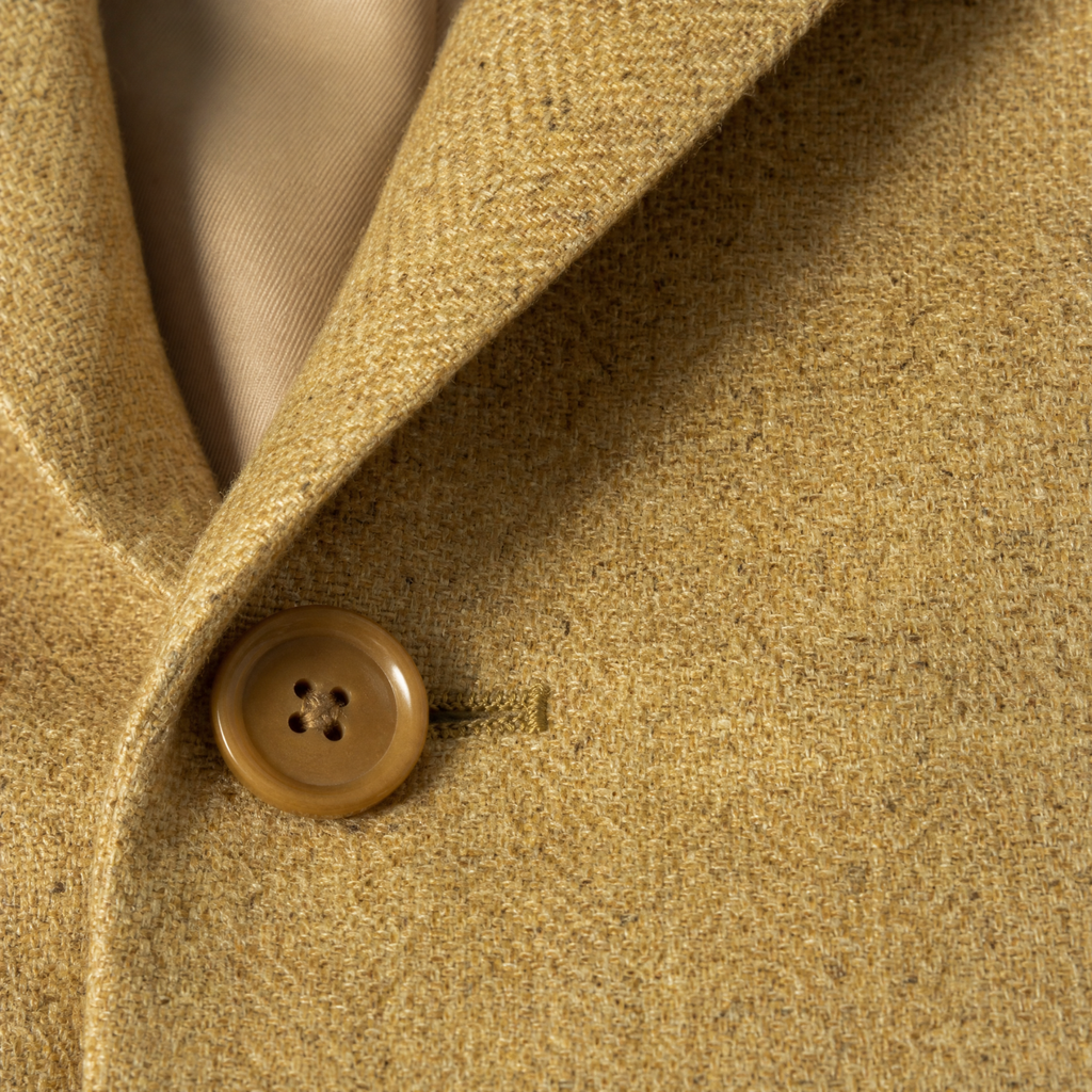 Men's Orange Sand Shantung Weave Silk Wool Blend 3-Button Sport Coat