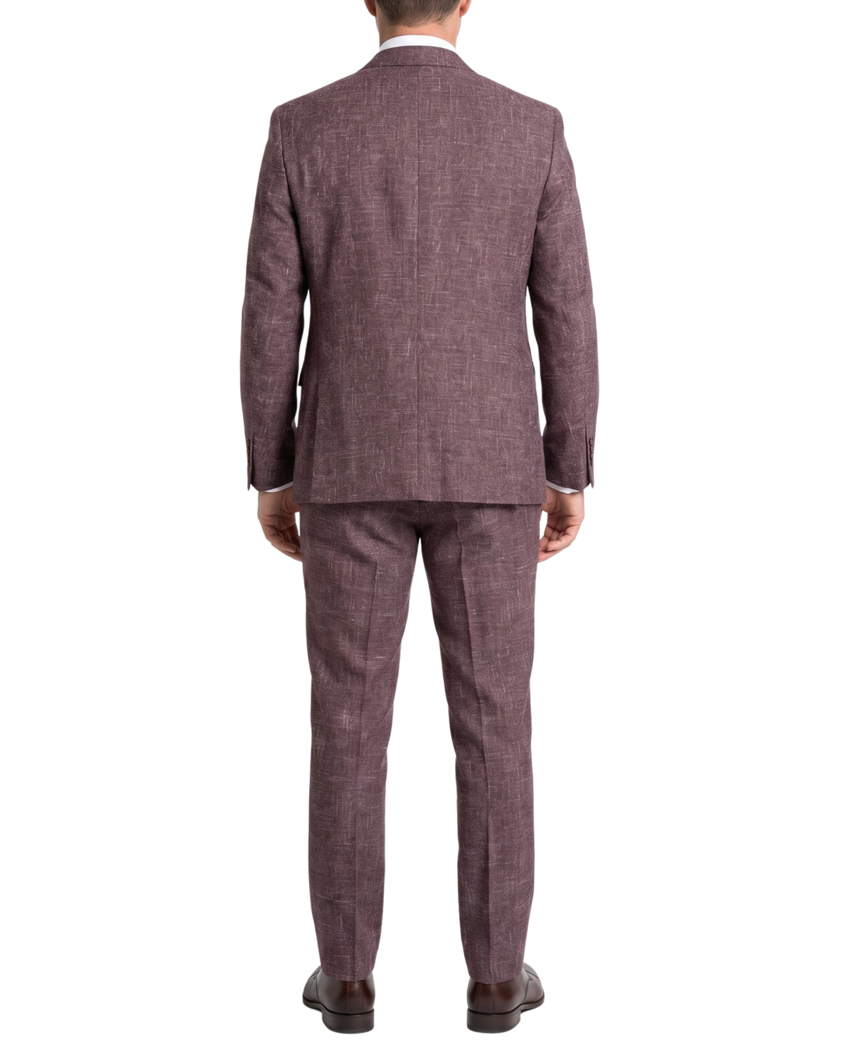 Men's Burgundy Wool Blend Slim Fit Notch Lapel 3-Button Suit