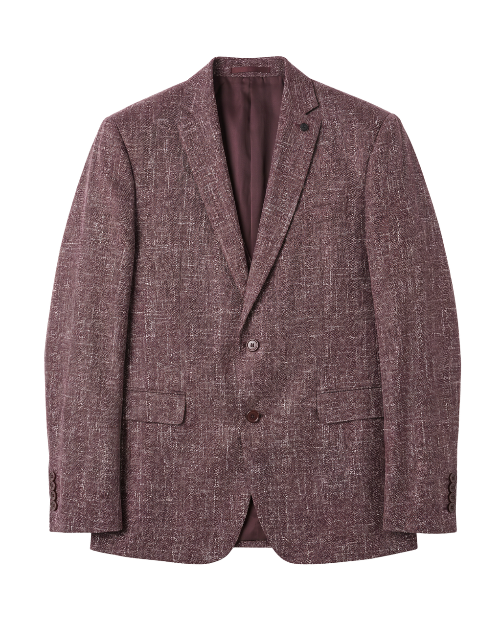 Men's Burgundy Wool Blend Slim Fit Notch Lapel 3-Button Suit