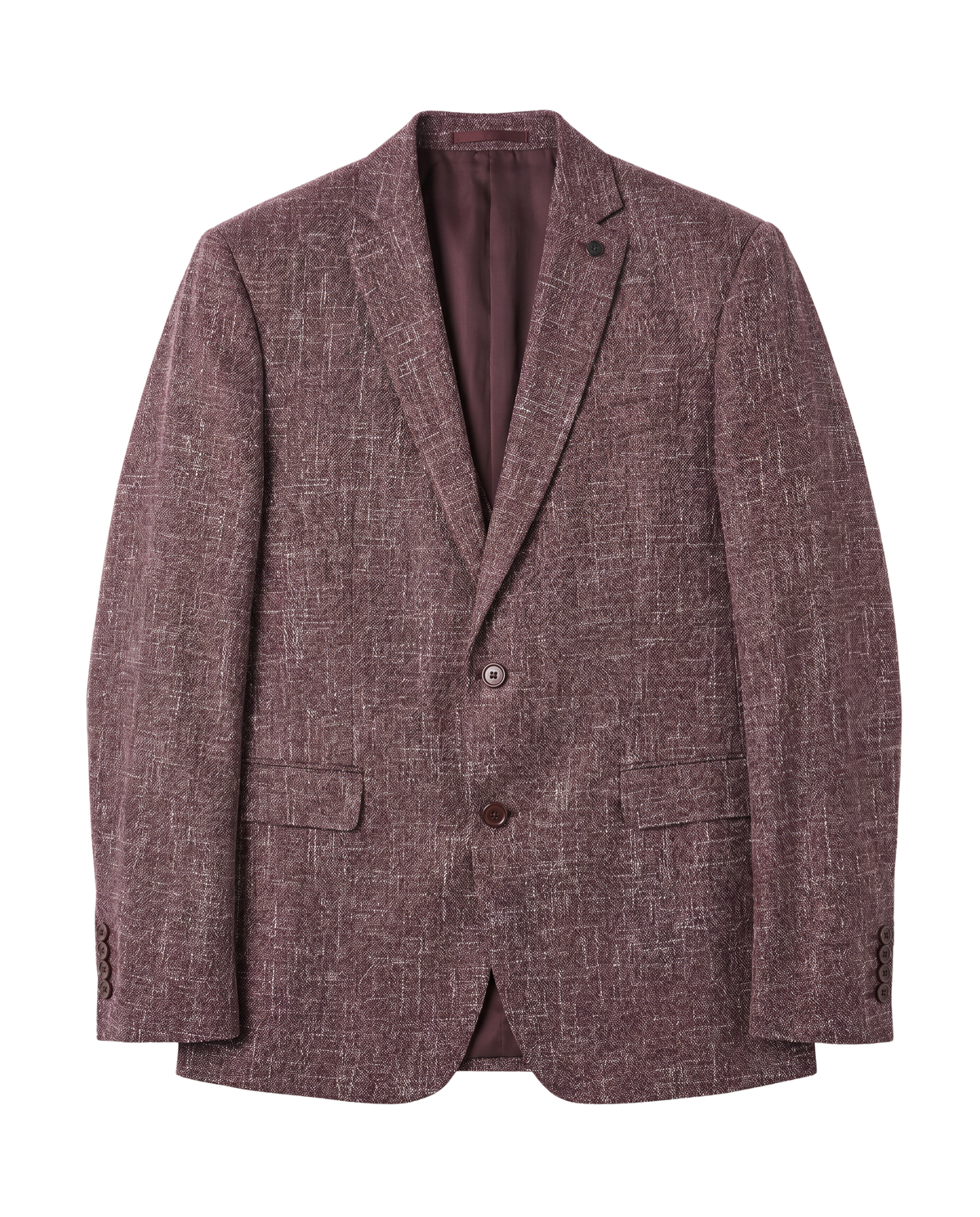 Men's Burgundy Wool Blend Slim Fit Notch Lapel 3-Button Suit