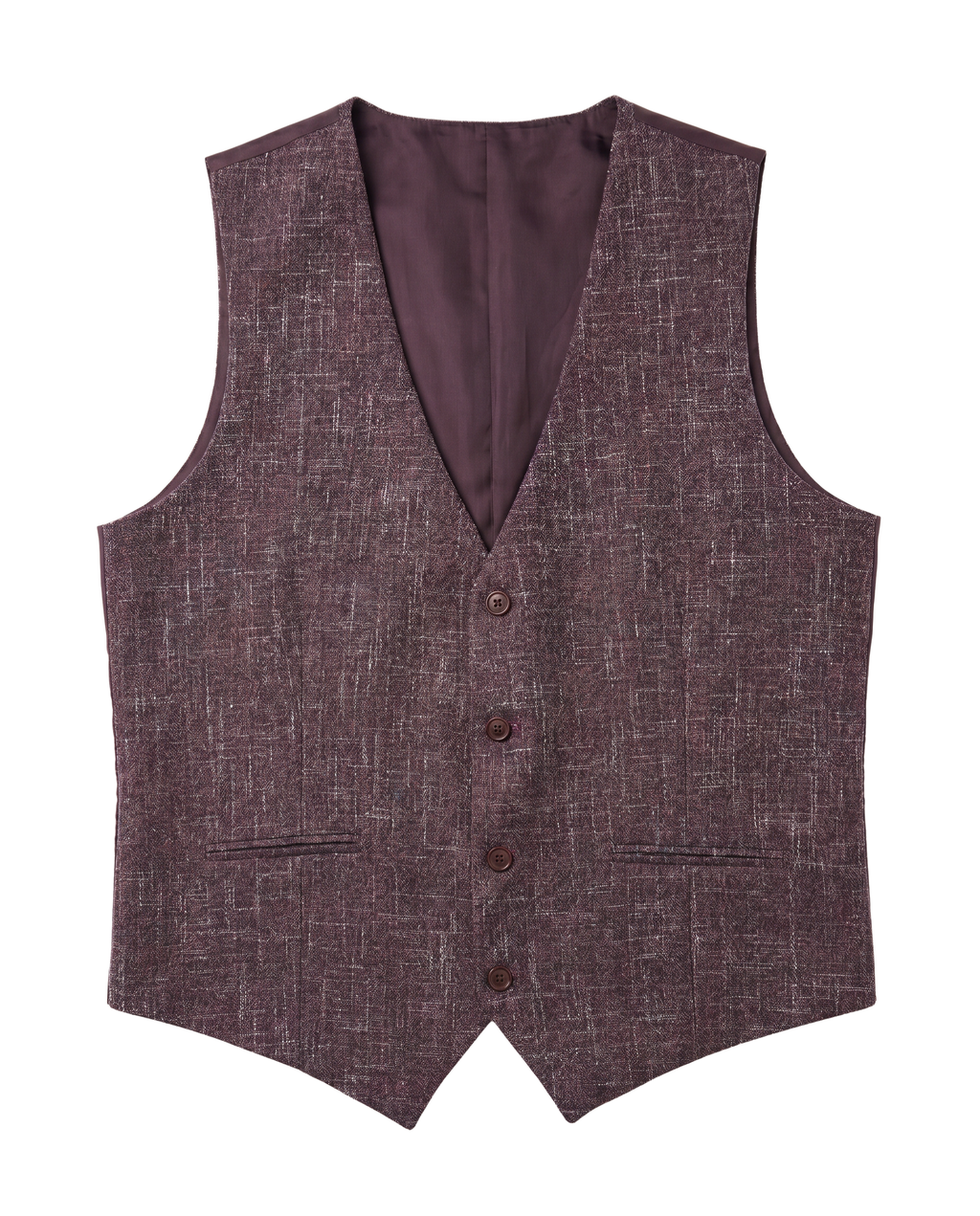 Men's Burgundy Wool Blend Slim Fit Notch Lapel 3-Button Suit