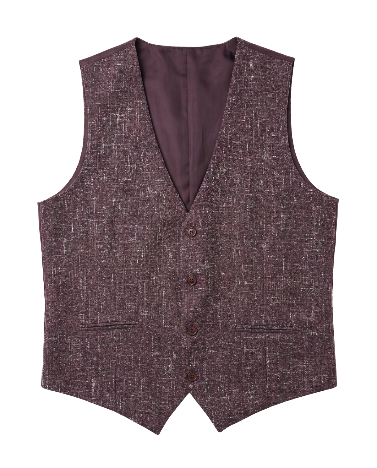 Men's Burgundy Wool Blend Slim Fit Notch Lapel 3-Button Suit