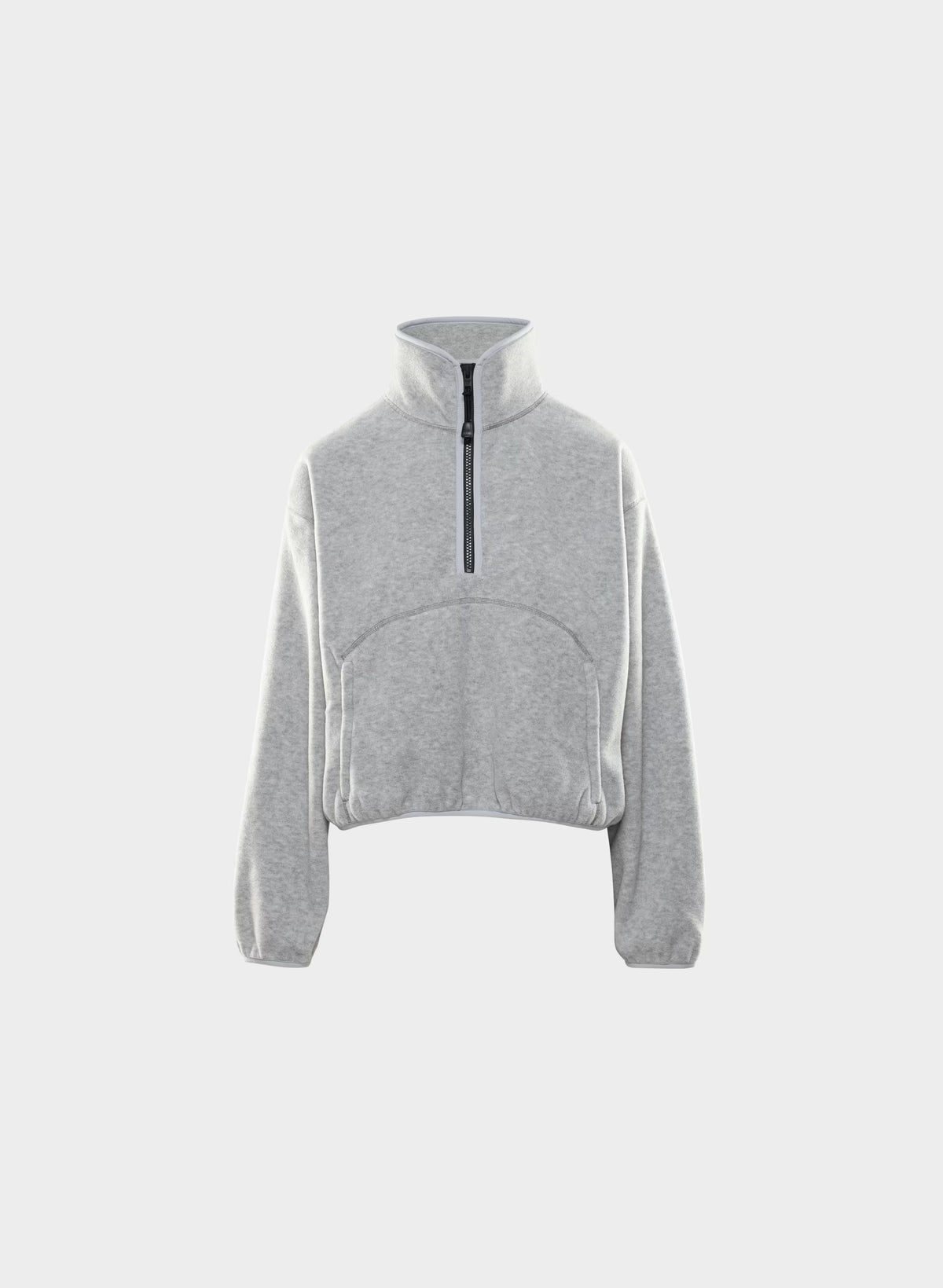 Oversized Half-Zip Microfleece Pullover - Gray