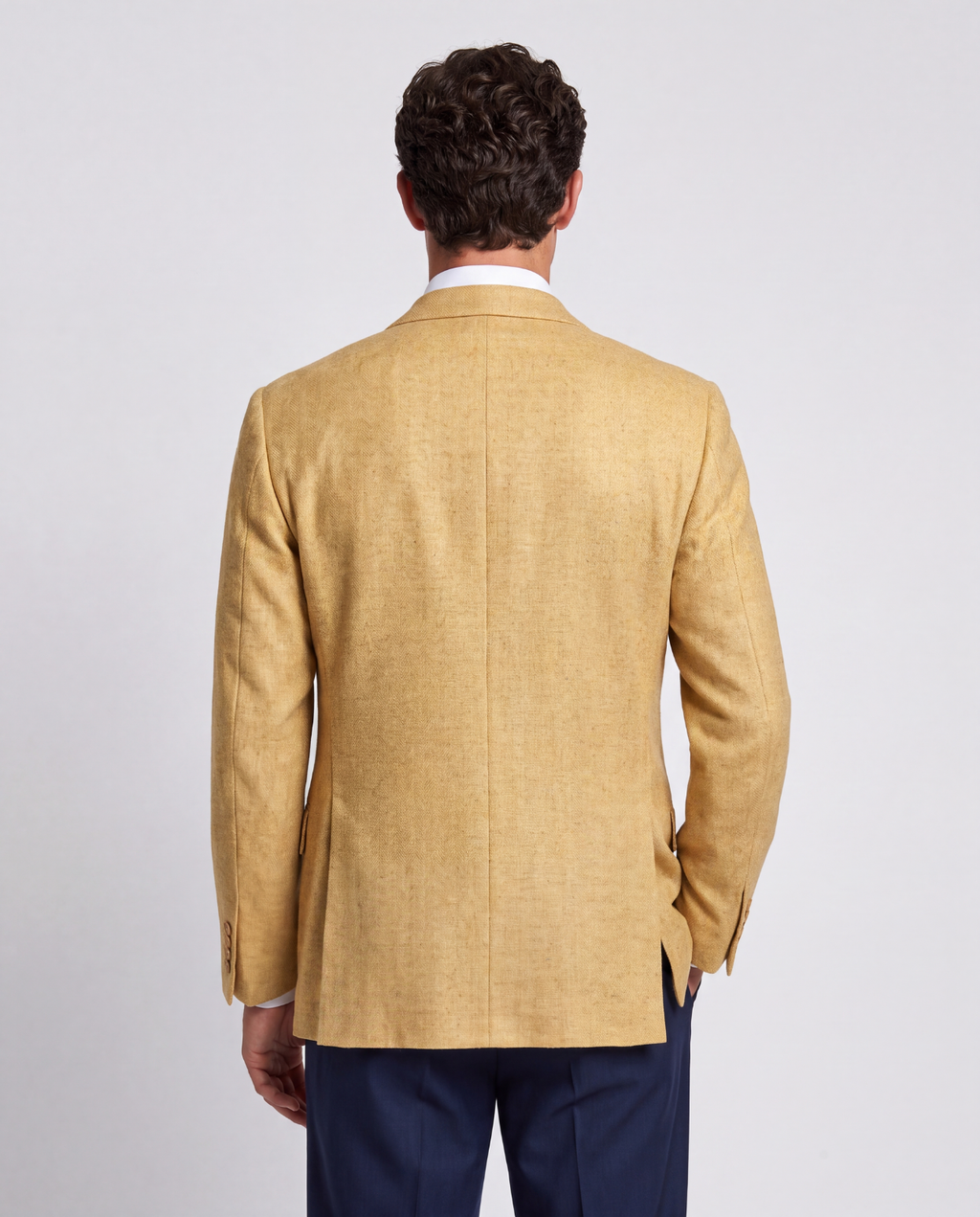 Men's Orange Sand Shantung Weave Silk Wool Blend 3-Button Sport Coat
