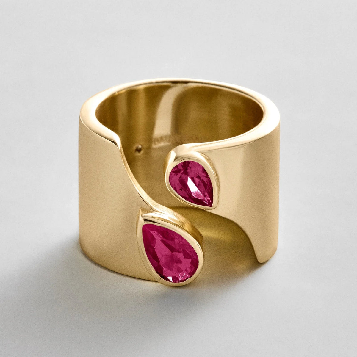 Personalized Two-Stone Open Band Ring - Gold