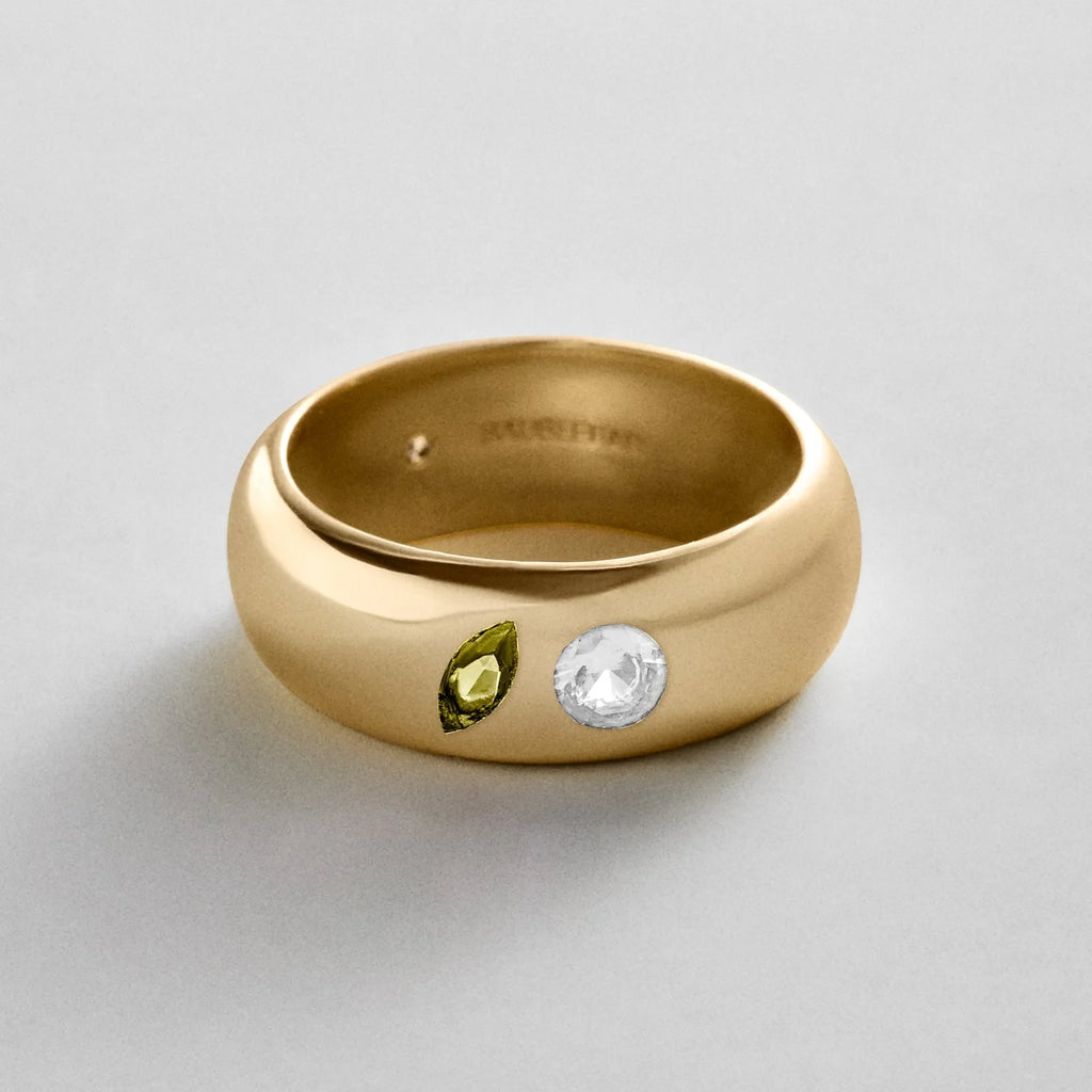Custom Two-Stone Gold-Plated Band Ring