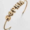 Custom Bubble Letter Cuff Bracelet - Gold