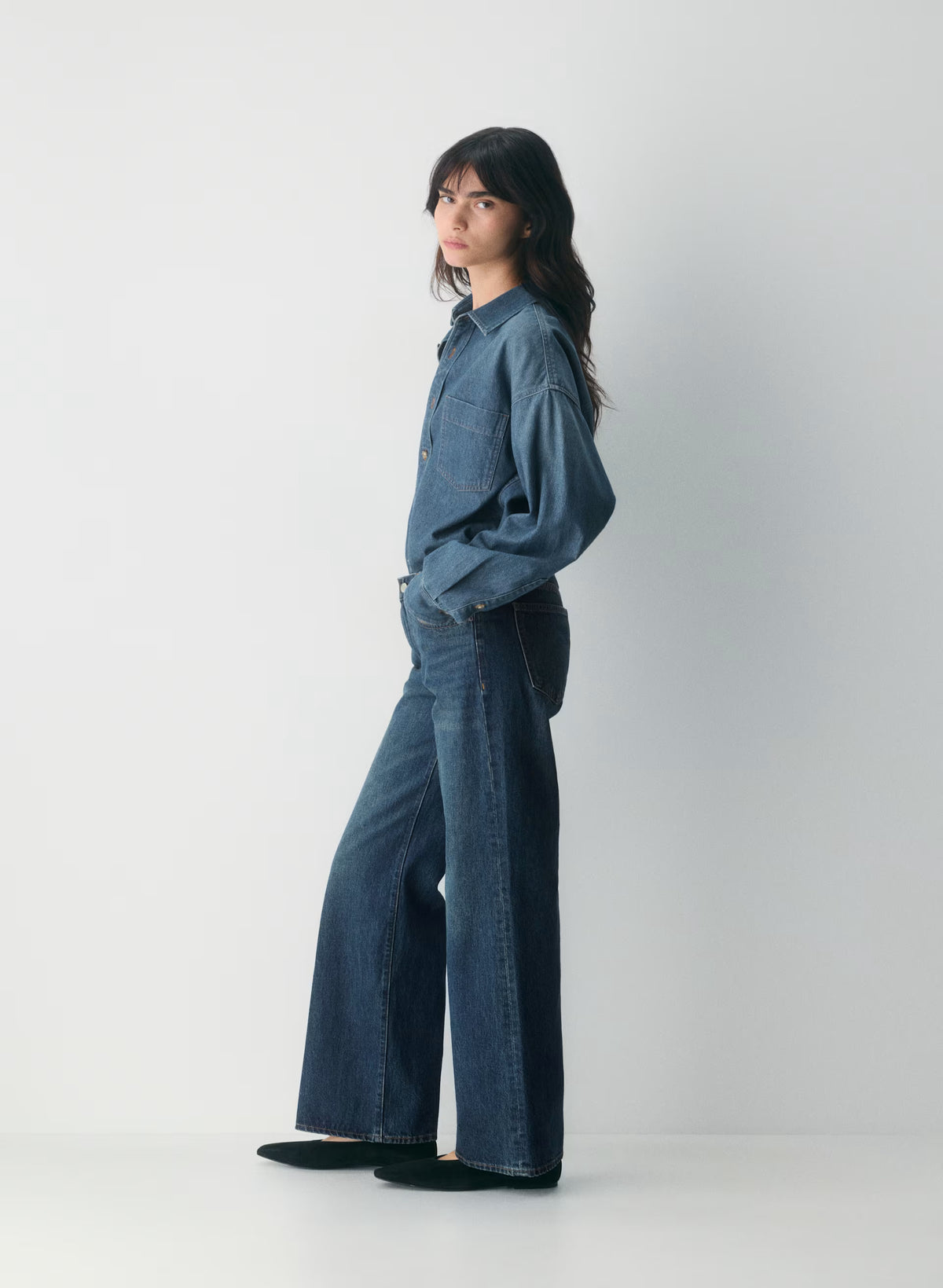 Oversized Hemp Blend Denim Shirt - Indigo