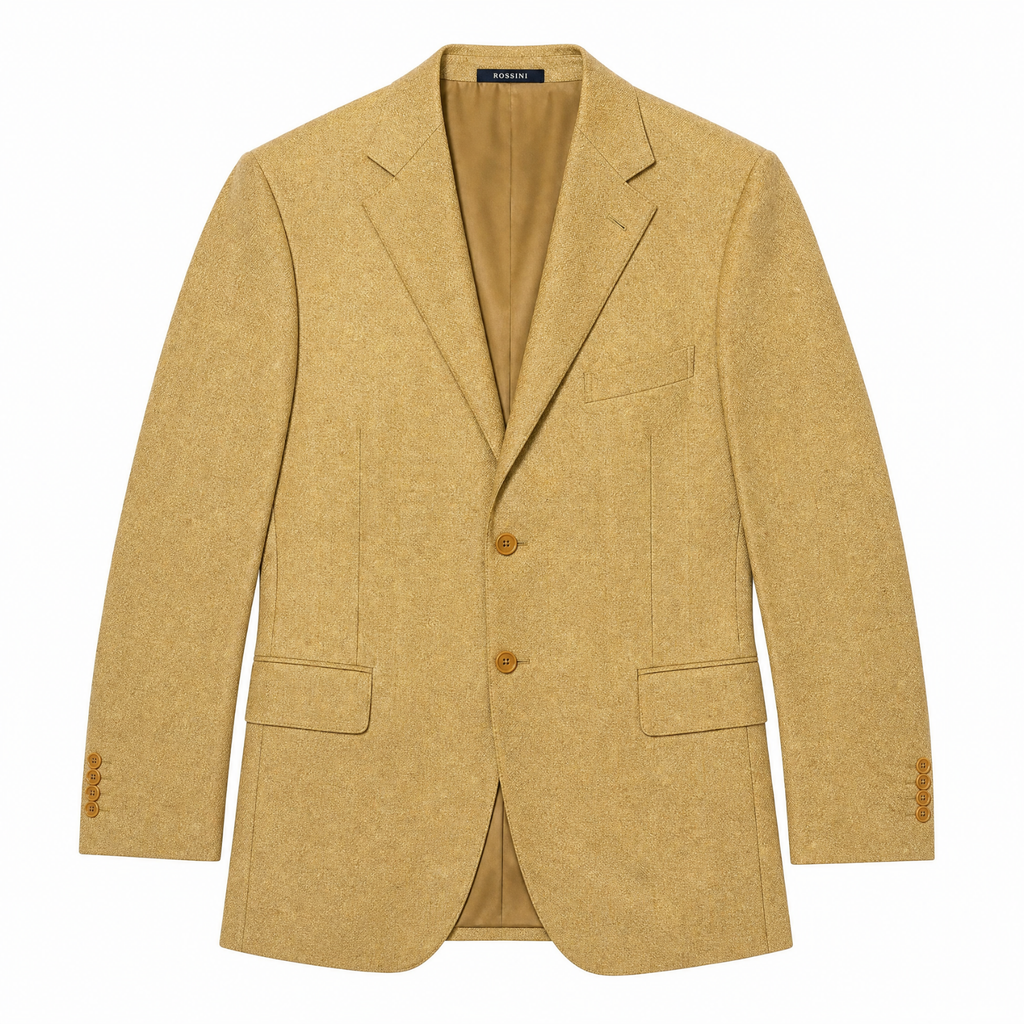 Men's Orange Sand Shantung Weave Silk Wool Blend 3-Button Sport Coat