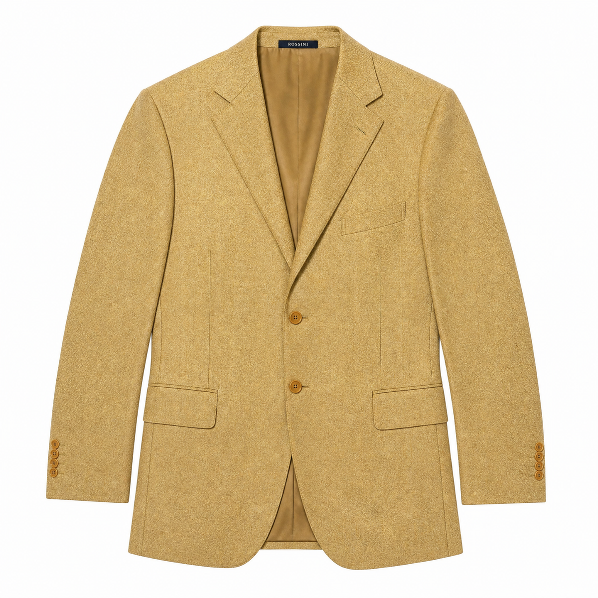 Men's Orange Sand Shantung Weave Silk Wool Blend 3-Button Sport Coat