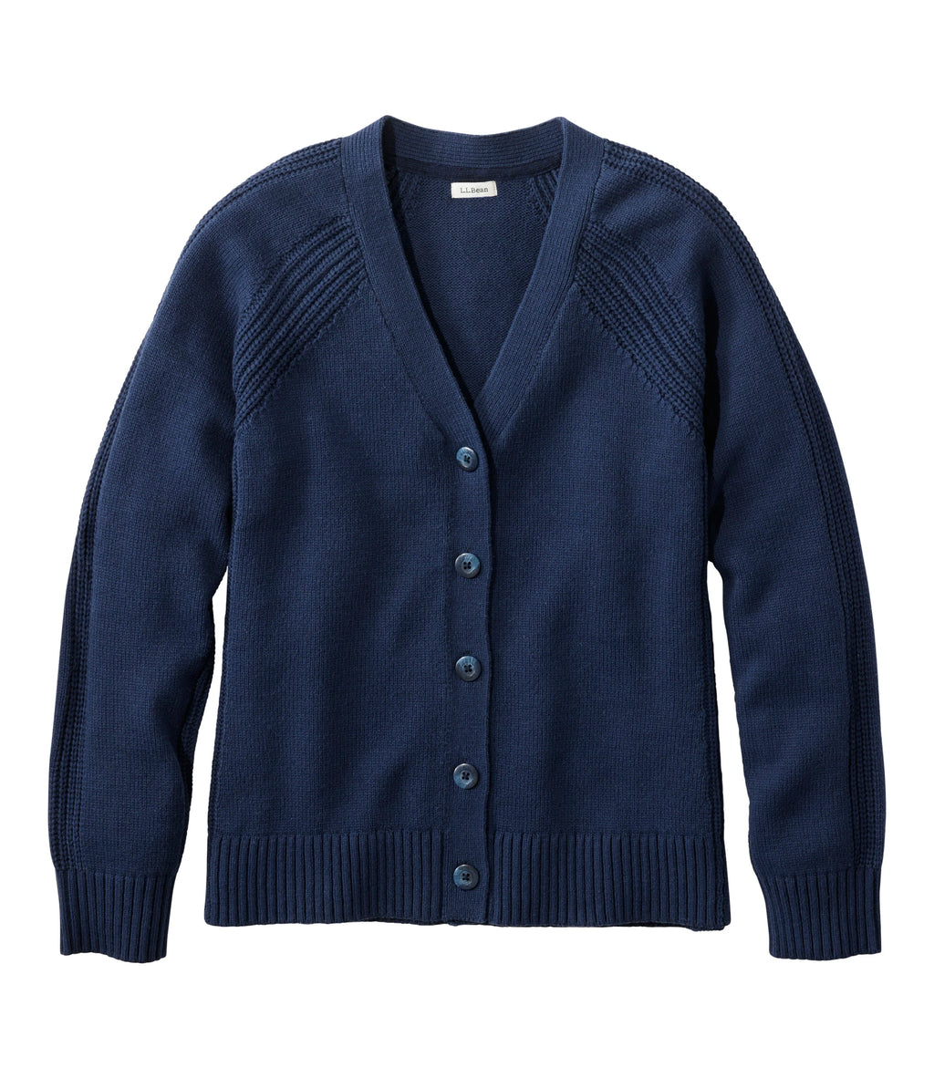 Women's Mixed Stitch V-Neck Cardigan - Navy