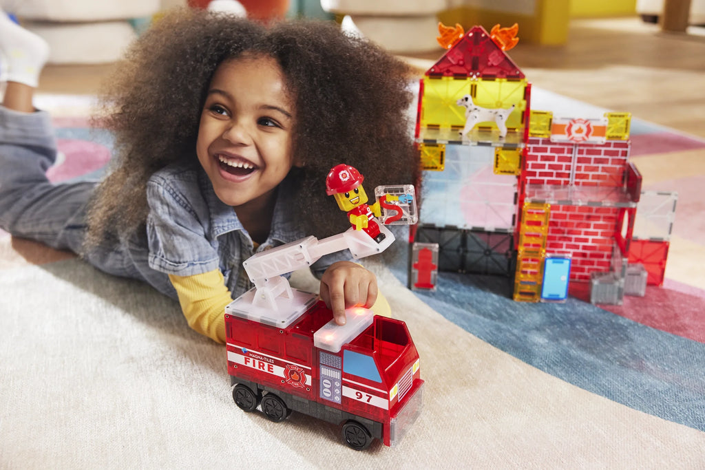 Fire Station Magnetic Building Set - 50 Pieces