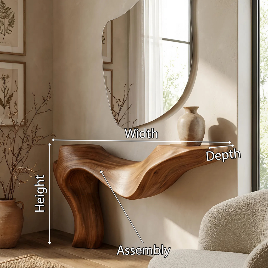 Rustic Live Edge Solid Wood Console Table with Sturdy Frame - view 8