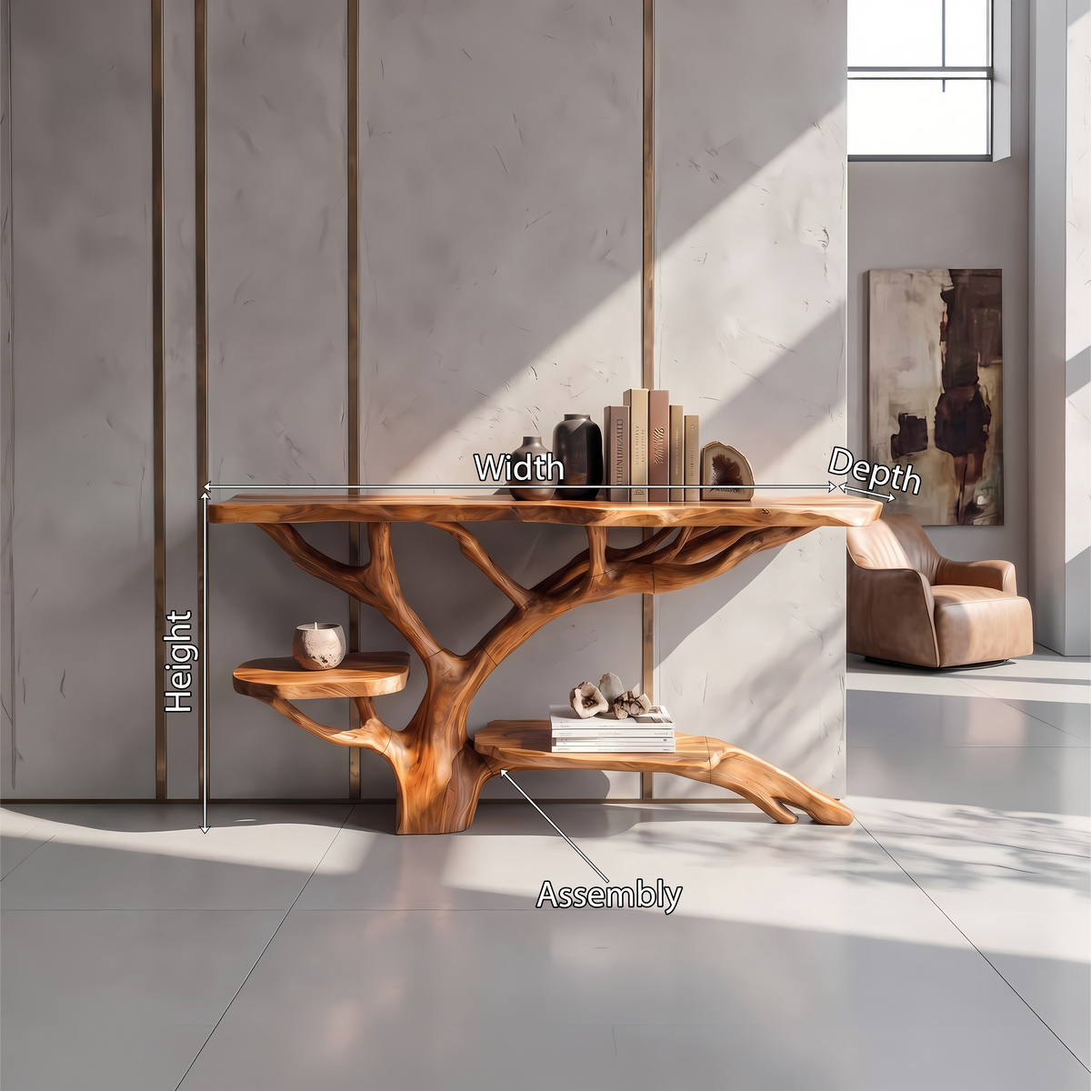 Farmhouse Solid Wood Console Table with Live Edge Detail - view 8