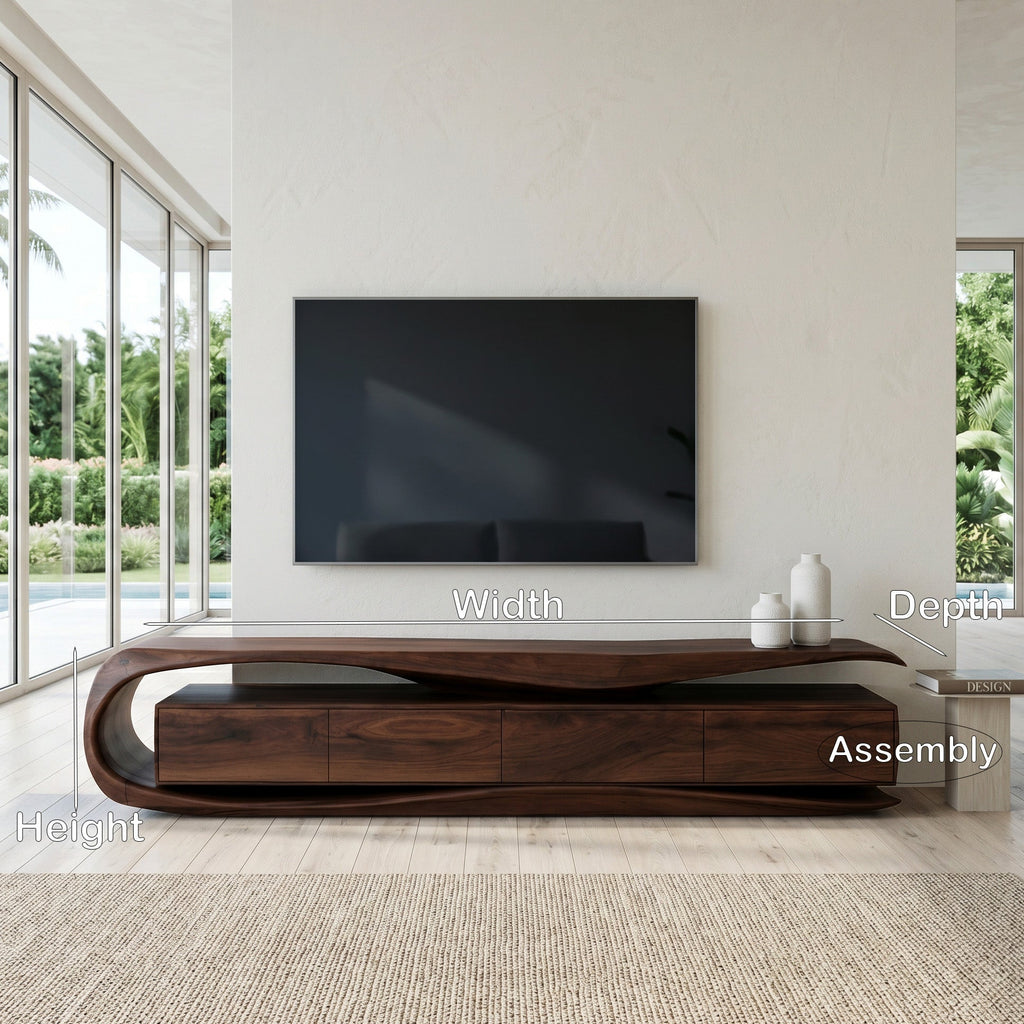 Organic Modern Solid Wood TV Console with Floating Look - view 8