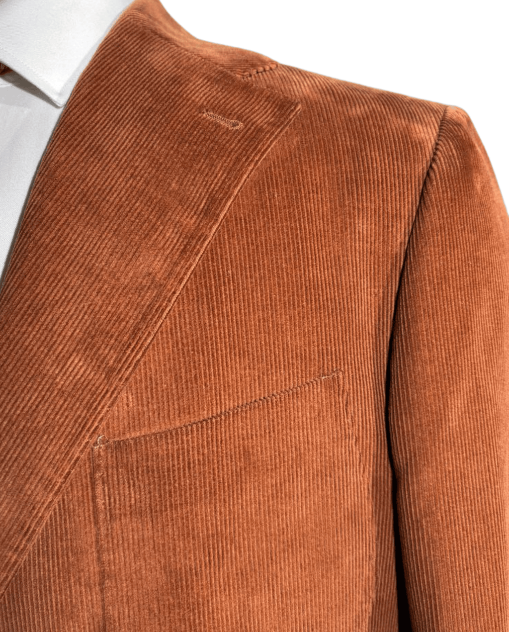 Men's Burnt Orange Corduroy Notch Lapel Slim Fit 3-Button Cotton Suit