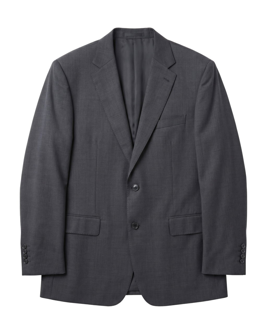Men's Charcoal Textured Half Canvassed Classic Fit 2-Button Wool Suit