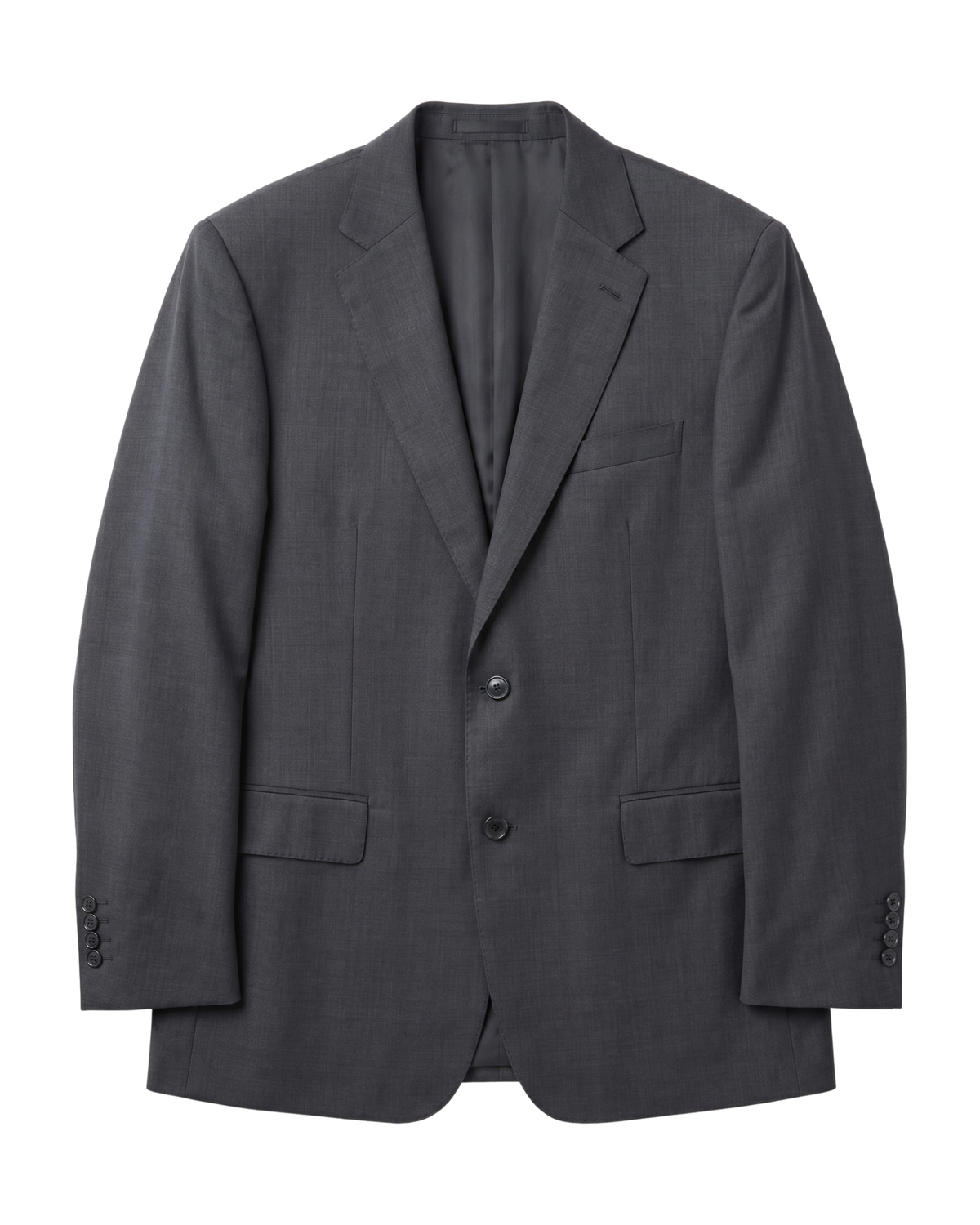 Men's Charcoal Textured Half Canvassed Classic Fit 2-Button Wool Suit
