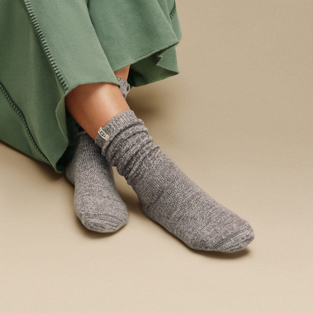 Women's Rib Knit Slouchy Crew Socks - Sand