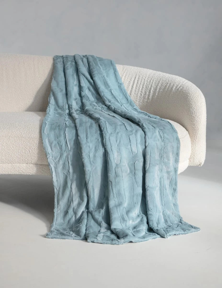 Textured Plush Throw Blanket - Gray