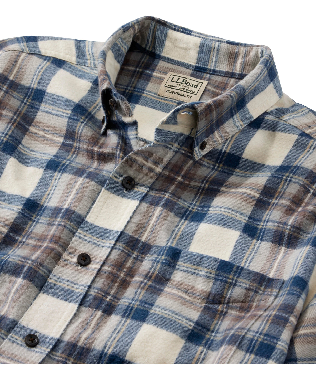 Men's Cotton Flannel Button-Down Shirt - Grey Plaid