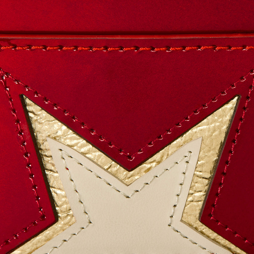Metallic Leather Star Card Case - Blue