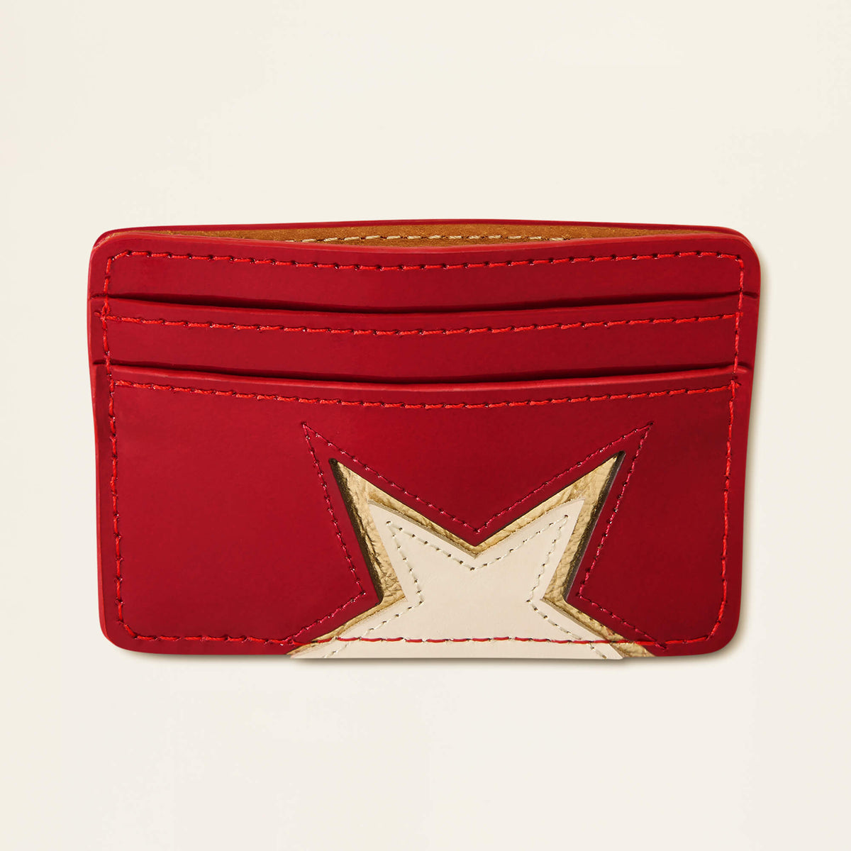 Metallic Leather Star Card Case - Blue