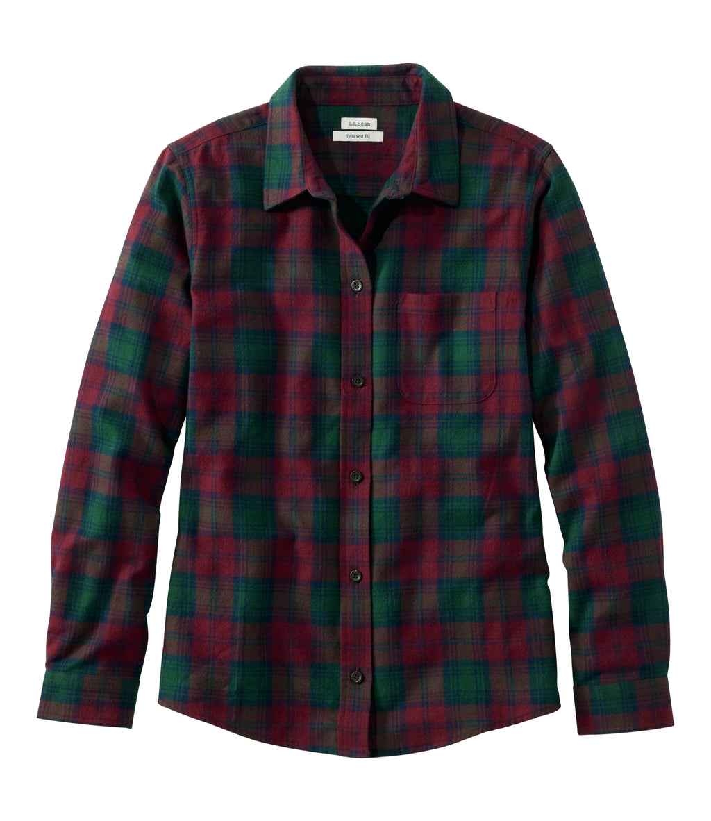 Women's Cotton Flannel Shirt - Indigo Plaid